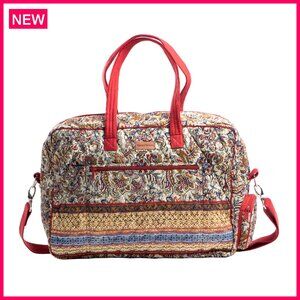 Quilted Cotton Weekender Duffel Bag 18x13x7 Carry-On Luggage Travel Gym